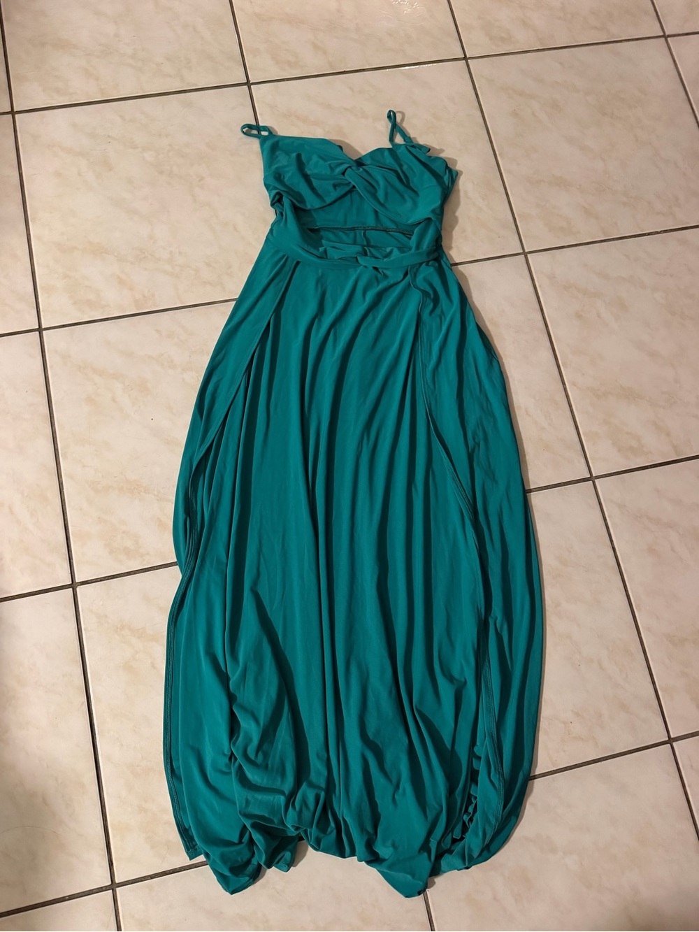 Fashion Nova Teal Spaghetti Strap Maxi Dress